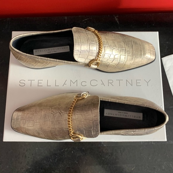 Stella McCartney Shoes - Stella McCartney Metallic Faux Leather Slippers 10